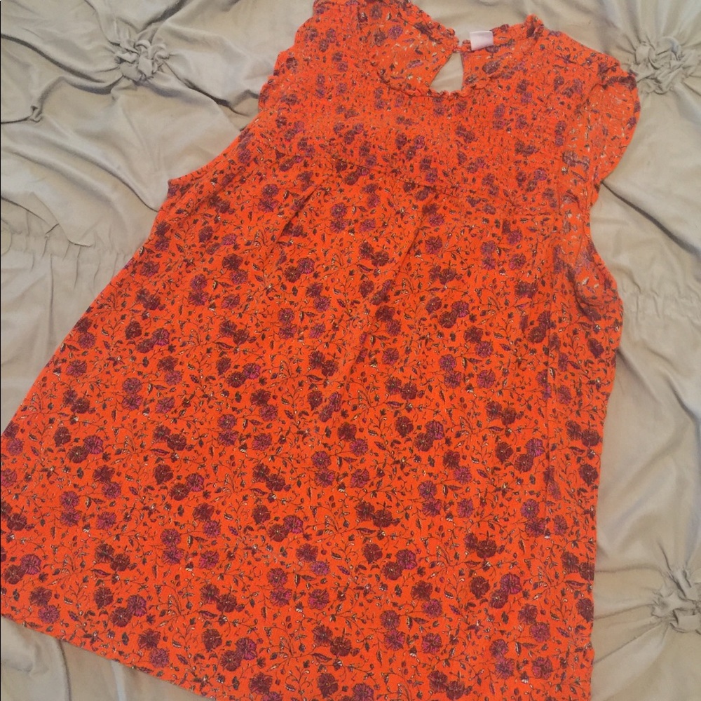 Old Navy Orange Floral Print Tank